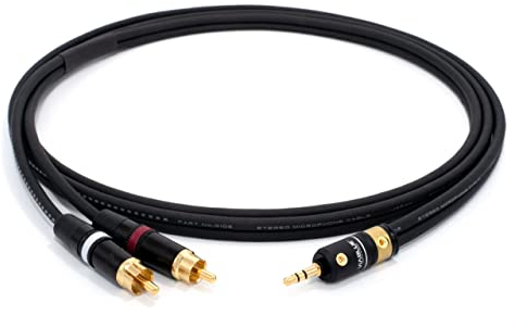 enoaudio Mogami 3106 Mikrofonkabel Stereo, HiFi Y-Audiokabel | VIABLUE 24k Gold T6S Klinkenstecker 3,5mm Stereo - Neutrik REAN Gold Cinch RCA, 2,0 m