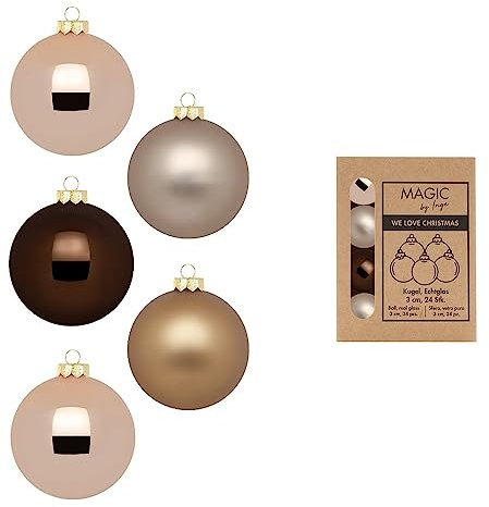 Weihnachtskugeln Glas 3cm x 24 Stück in Kartonbox Christbaumkugeln klein Elegant Lounge