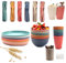 BERRYLION 60Pcs Plastic Dinnerware Sets for 6, Unbreakable Colorful Dinner Dishes, Reusable Lightweight Serving Plates Bowls Cups Forks Tableware Set, Perfect for Camping, Picnic, Parties,RV, BBQ