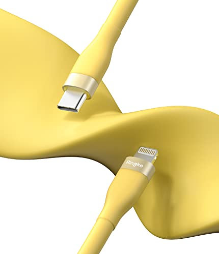 Ringke Fast Charging Pastel Cable [2M / 20W], USB Type C to Lightning Rapid Charger Compatible with iPhone 15 14 13 12 11 XS XR X Mini 8 7 6S 6 Plus SE iPad, AirPods, etc. - Yellow