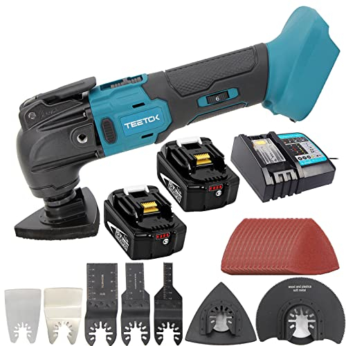 Utensile Multifunzione Oscillante a Batteria da 18V, Utensils Rotante Kit, 20000 Giri/Min, 4°Angolo di Oscillazione, Sostituzione per Makita Batteria, Taglio(5.5Ah Kit Batteria)