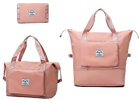 Bolsa de viaje para fitness, lavadora impermeable y de gran capacidad, labadora de almacenamiento portátil y ampliable Diseñada para yoga, natación, viajes, viajes cortos.( Pink)