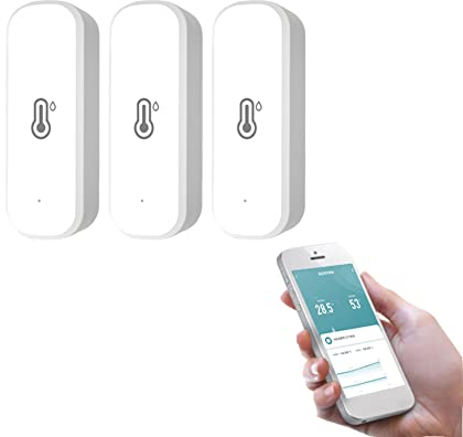 RANRAO 3 unids para Tuya WiFi higrómetro termómetro sensor para el hogar, WiFi temperatura humedad sensor con detector inalámbrico de humedad de temperatura inteligente