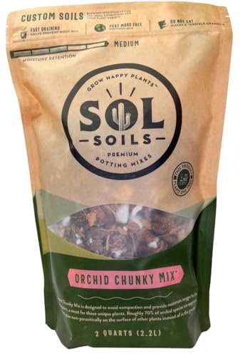 Sol Soils Chunky Orchid Potting Mix - 100% Peat-Free, Lightweight, and Aerated with Coconut Husk, Perlite & Recycled Forest Products for Fast Draining, Healthy Orchids - 2 Quarts