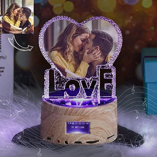 Angry Egg Boy LOVE Herzförmige Fotoanpassung Bilderrahmen in Kristall 3D Kristall Rotation Fotorahmen Bestes Geschenk für Paare, Liebe, Frauen, Männer, Hochzeit