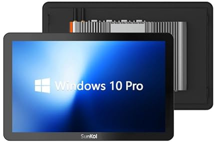 SunKol 15,6 lüfterloser Industrie-Panel-PC,16:9 Embedded 10-Punkt-Touch-PC,Windows 10 IP65 All-in-One,Automat-Einschaltung,für Fabrik,Automatisierung,2LAN,6USB,6COM (I5-7200U,8GB RAM,128GB SSD)