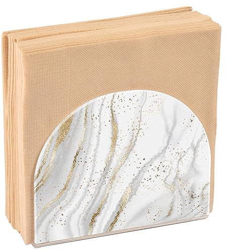 Serviettenhalter für Tisch, Gold Weiß Grau Marmor Acryl Papier Serviettenhalter, Küche Seidenpapierspender Cocktail Serviettenhalter für Esstisch, Partygast, Badezimmer