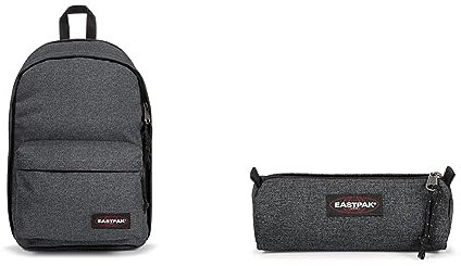 EASTPAK Back To Work Sac à Dos, 43 cm, 27 L, Gris (Black Denim) & Benchmark Single Trousse, 21 cm, Gris (Black Denim)