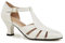 Coutgo Womens Low Heel Dress Shoes T-Strap Mary Jane Kitten Heels Dance Vintage Cutout Pumps, White, 5 UK