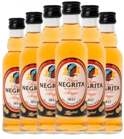 Ron Bardinet Negrita Añejo Botellín Miniatura 5 cl (Caja de 6 Botellín Miniatura de 5 cl)