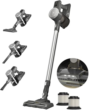 Aspirateur balai LED sans fil léger avec filtre HEPA à 5 niveaux - Jusqu'à 30 min - 0,4 l - Aspirateur à main Hoover pour sols durs, tapis, poils d'animaux, rideau de voiture