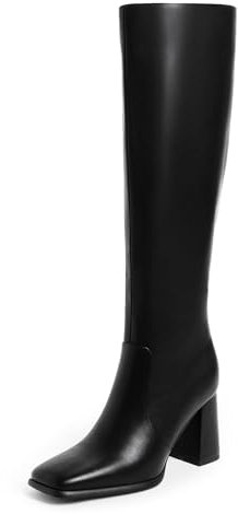 MIRAAZZURRA Stivali da Donna Globig Alti a Punta Quadrata Chunky Con Tacco Alto, Nero, 42 EU