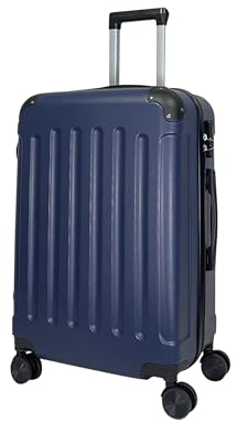 MY TRAVEL BAG Hartschalen-Koffer Reisekoffer ABS Koffer (Handgepäck-Mittel-Groß-Set) 4 Doppel-Rollen Trolley (Dunkelblau, Handgepäck (55cm))