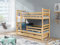 KEF Adalbert Etagenbett Kinder 80x170 cm - Holz Kinderbett - für Zwei Kinder - Holzbett mit Schubladen - Massivholz Kinder Bett mit Lattenrost - Transparent - mit Matratze - Leiter Universal