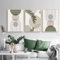 PWAAHDC Moderne Bilder Wohnzimmer Poster Set 40x50 Hochformat - Boho Abstrakte Grüne Pflanzen Leinwand Bilder 3er Set - Wandbilder für Schlafzimmer Ohne Rahmen