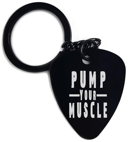 Lauthings Pump Your Muscle Workout Keyring Engraved Pick Keychain Art Metal Keyholder Pin