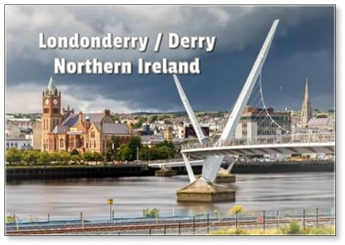 The Peace Bridge and Guild Hall in Londonderry/Derry in Northern Ireland, Design 1, Fridge Magnet