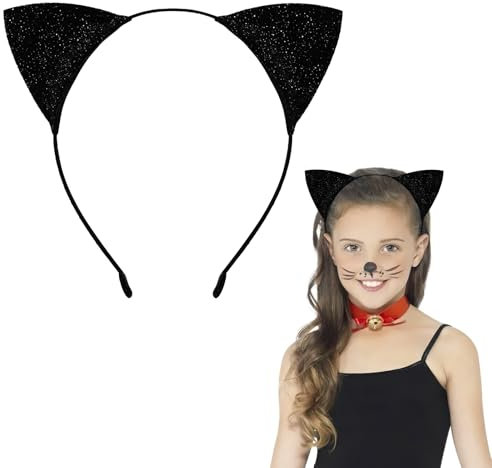 YUNHENTONG Katzenohren Halloween Haarreif - Damen, Kinder & Erwachsene Cosplay Faschingsmode (Schwarz)