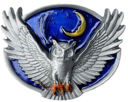 DRAGON DESIGNS TANSIDE LTD. Gürtelschnalle Eule, Mond und Nachthimmel, in Geschenkbox, mehrfarbig, One size
