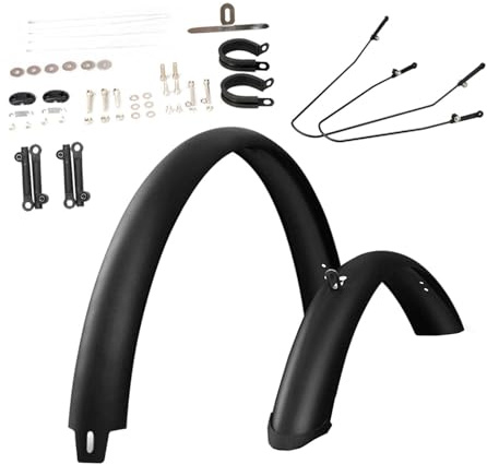 F Fityle Road Bike Fenders Mountain Bike Mud Guards Sturdy Replacement Full Cover Fenders with Mount Hardware Mudguards Wheel Fenders, 26 Inch Black Brace
