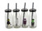Gem Imports Halloween Glass Milk Bottles with Lid and Straws - Set of 4