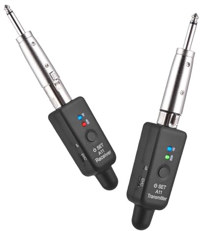 Btuty XLR 2.4 G Micrófono Inalámbrico Transmisor y Receptor, Sistema de Micrófono Inalámbrico Recargable para Mezclador de Audio, Guitarra Eléctrica, Bajo, Altavoz PA, Modos Ajustables, Micrófono