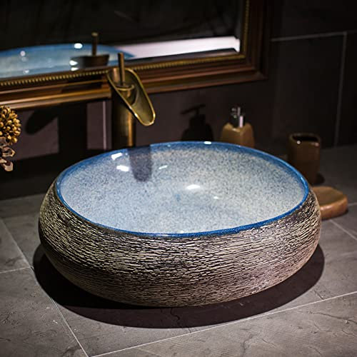 CCYENG Lavabo de baño, Lavabo de Estilo Industrial de 50 x 40 x 15 cm, Lavabo de cerámica para balcón, Lavabo de Hotel para el hogar