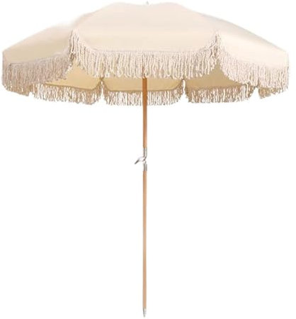 Sombrilla de playa hawaiana con función de inclinación de 2 m con flecos, sombrilla portátil para balcón, protección UV, para playa, terraza, piscina, balcón (color A), b