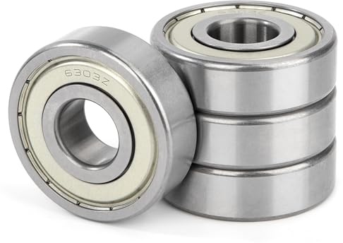 4 Stück 6303ZZ Kugellager 17x47x14mm Chromstahl und Vorgeschmiert Rillenkugellager, 6303Z Doppelte Metalldichtung mit Dichtungen Schilde für DIY, Skateboards, Drehbänke, Motoren
