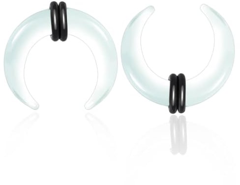 DOEARKO Glase Pincher Tapers Septum Ring C Form Buffalo Horn Ohr Tunnel Expander Dehnungsschnecke mit O Ringe Stretcher Expander Piercing Schmuck für Frauen Männer (Transparenz, 3mm)