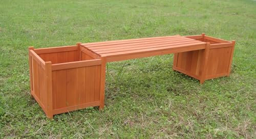 Mucola Gartenbank mit Pflanzkasten 180x40x40CM Sitzbank Parkbank mit Pflanzkasten Terrassenbank
