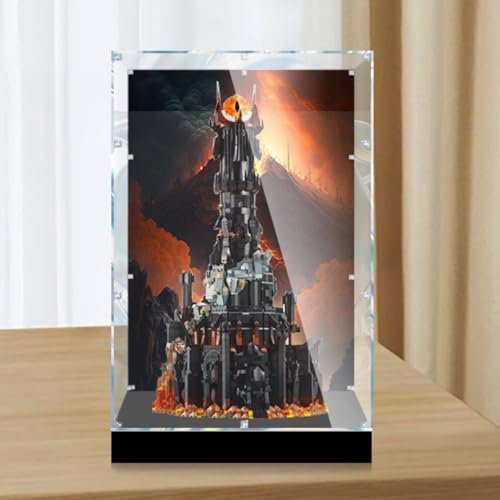 Figuren-Displaybox für LE-GO für 10333 für Herr der Rin-gs Tow-er, Acryl, staubdicht, transparent, benutzerdefinierte Vitrine, Aufbewahrungsbox (kein Modell)
