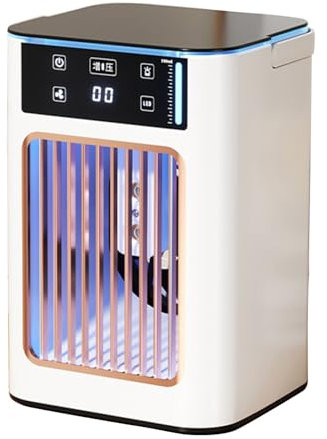 BELOWSYALER Ventilador de aire acondicionado humidificador de escritorio en miniatura recargable por USB de 900 ml con luz de respiración