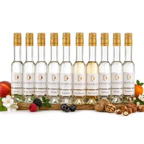 Schnaps Tasting-Set I 10x 0,1L Spirituosen & Brände Probierpaket I 35% vol. | edle Brände und Spirituosen von Deheck I 10 Flaschen fruchtig & nussig I Schnaps Tasting Set mit Bränden & Destillaten