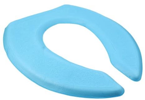 Veemoon Thickened Blue U-Shape Toilet Seat Cushion, Waterproof Self-Adhesive Pedestal Pan Pad, Breathable Eva Bathroom Supply for Home and Office Toilets