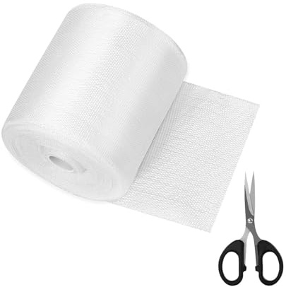 Taicols Glasfaser Gewebeband 26m x 10cm, Armierungsgewebe Fugenband, Reparaturband aus Glasfaser, Schwere Glas Filamentband, Glasfaserband mit 1 Schere, Glasfasermatte Für Reperatur Spachtelarbeiten