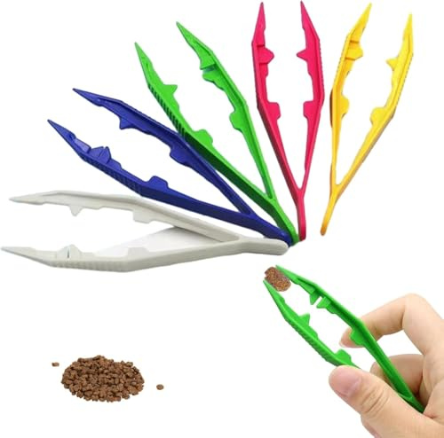 5 Pcs Plastic Tweezers for Feeding Reptiles,Multiple Colors Plastic Tweezers,Suitable for Small Animal Feeding Tweezer Children's DIY Craft Projects