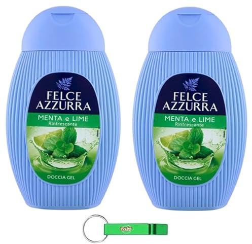 Felce Azzurra Lot de 2 gels douche à la menthe et au citron vert 250 ml + porte-clés Beni Culinari