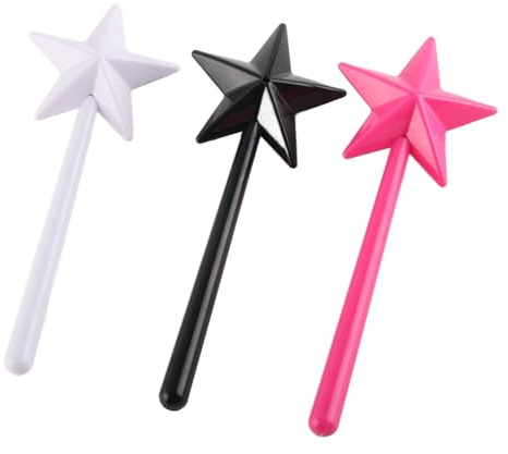 Star Wand Salt and Seasoning Shakers Set, Refillable Dispensers with Star Shape Design, Decorative Kitchen Accessories for Dining Table, Pink Black White, 3 Piece Set