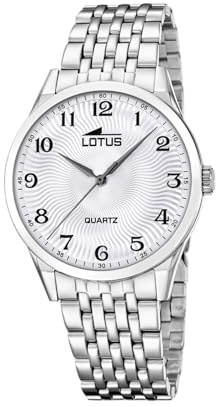 Lotus Herrenuhr Analog aus Edelstahl 316L | Quarzuhr, Widerstandsfähiges Mineralglas, Wasserdicht 5 ATM, 19056/1, Classic Steel