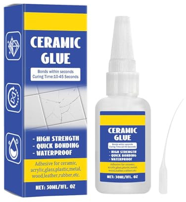 Ceramic Glue Repair Kit, 30ml Ceramic Super Glue Liquid, Fast Drying High Strength Waterproof Adhesive for Porcelain,Clay Pots,Figurine, Pottery, Dishes Repair, DIY Crafts (Blue 1pcs)