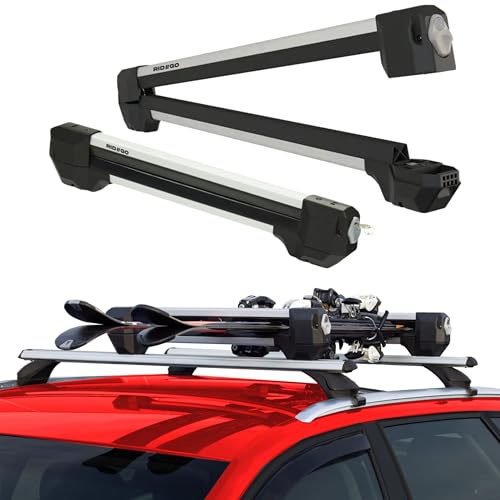 RIDIGO Porte-Skis pour Barres de Toit Voiture, Universel, 6 Paires de Skis ou 4 Snowboards