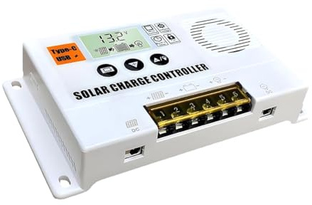 MOLERRI Contrôleur de Charge Solaire PWM 12/24V 30A avec Régulateur de Panneau Solaire et Affichage LCD pour Batteries au Lithium et Batteries à Électrolyte Liquide