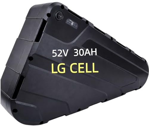 Batteria Triangolare per Ebike 36V/48V/52V/72V 20Ah 30Ah con BMS, Batteria al Litio per Bicicletta Elettrica DIY, per Motore 0-3000W, con Caricatore (52V 30AH)