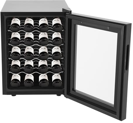 SuhoFutus 48 L Weinkühlschrank 20 Flaschen, Freistehender Weinklimaschrank mit Glastür und UV-Schutz, 12-18°C Touch-Control, Leise 39 dB, mit LED Touchpanel, Schwarz