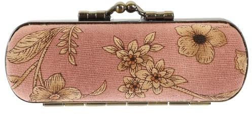 Vintage Lippenstiftetui mit Spiegel, Rosa, für Lippenbalsam | Geordnete Aufbewahrung in Handtasche, für Abendtermine und Reisen, aus Stoff, Glas