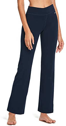 Baleaf Damen Flare Joga Fitness Hose lang, Dunkelblau, XL