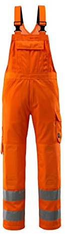 Mascot 16869-860-14 Devonport Safe Light One Tone Class 2 Bib and Brace with Kneepad Pockets, Size 82C54, Hi-Vis Orange