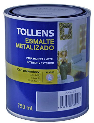 Tollens 8203 Esmalte al Agua Metalizado, Plata, 750 ml