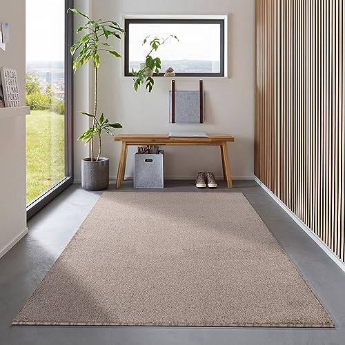 Carpetsale24 Teppich 200x290 cm Beige, Kurzflor, Einfarbig, Modern, Rechteckig, Pflegeleicht, rutschfest, Wohnzimmerteppich für Schlafzimmer, Esszimmer, Büro